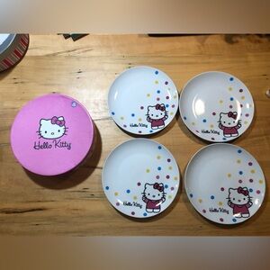 Hello Kitty Pink and White Polka Dot Plate Set